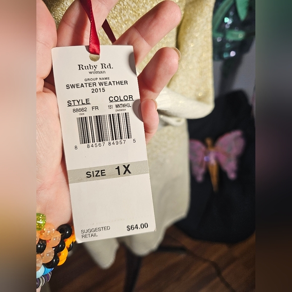 Ruby Rd Women Top 1x Gold Ombre Christmas Holiday Party Sweater NWT - Picture 4 of 11